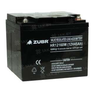 Аккумулятор ZUBR для ИБП, детского электромобиля, эхолота (45 Ah,12 V) AGM 197x165x170 14.3 кг Аккумулятор ZUBR для ИБП, детского электромобиля, эхолота (45 Ah,12 V) AGM 197x165x170 14.3 кг