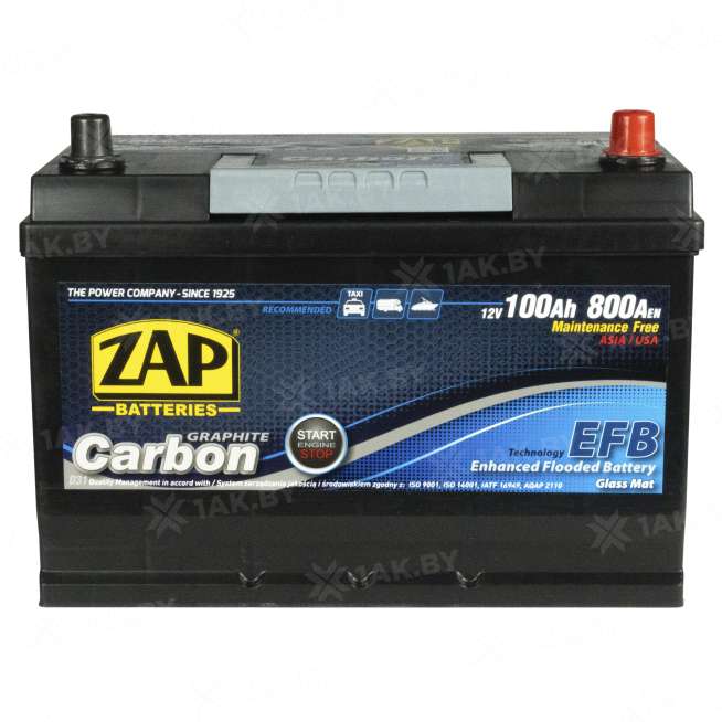 Аккумулятор ZAP CARBON (100 Ah) 800 A, 12 V Обратная, R+ D31 ZAP-600 46 0