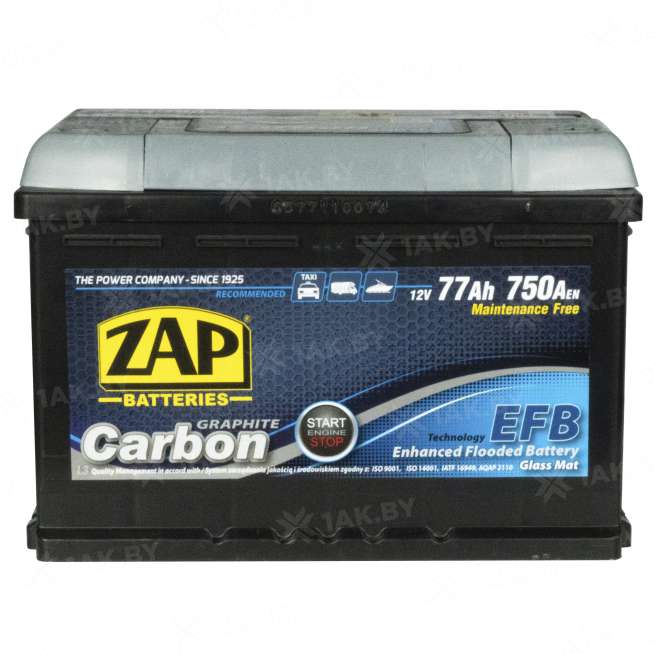 Аккумулятор ZAP CARBON (77 Ah) 750 A, 12 V Обратная, R+ L3 ZAP-577 05 0