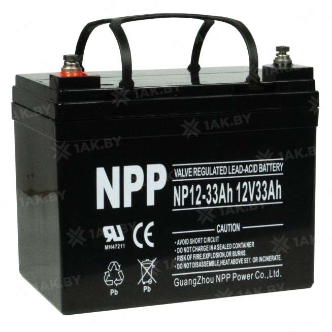 Аккумулятор NPP для ИБП, детского электромобиля, эхолота (33 Ah,12 V) AGM 195х130х155/180 10 кг 5
