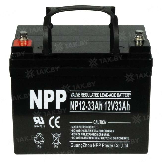Аккумулятор NPP для ИБП, детского электромобиля, эхолота (33 Ah,12 V) AGM 195х130х155/180 10 кг 6