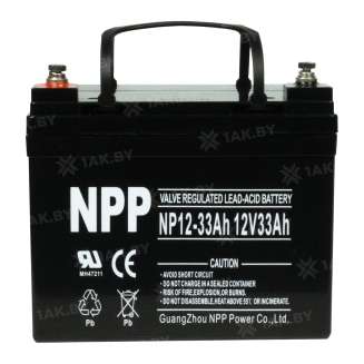 Аккумулятор NPP для ИБП, детского электромобиля, эхолота (33 Ah,12 V) AGM 195х130х155/180 10 кг 3