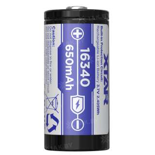 Аккумуляторный элемент XTAR  Li-ion ICR16340HP-PCB с защитой (3.7 V, 650 mAh, 1.95A)