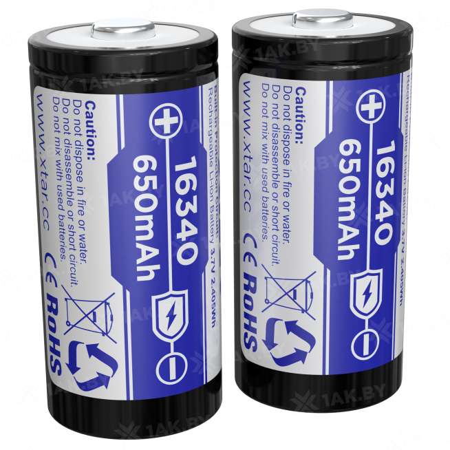 Аккумуляторный элемент XTAR  Li-ion ICR16340HP-PCB с защитой (3.7 V, 650 mAh, 1.95A) 2