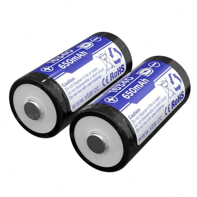 Аккумуляторный элемент XTAR  Li-ion ICR16340HP-PCB с защитой (3.7 V, 650 mAh, 1.95A) 3