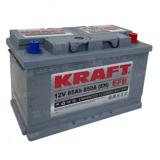 Аккумулятор KRAFT EFB 85 Ah, 850 A, 12 V Обратная, R+ 0