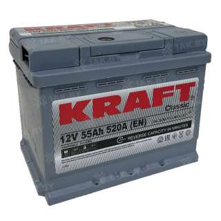 Аккумулятор KRAFT (55 Ah) 520 A, 12 V Обратная, R+ S L2 055 10B13