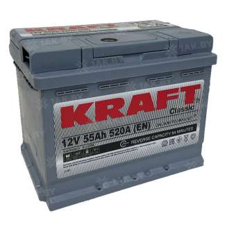 Аккумулятор KRAFT (55 Ah) 520 A, 12 V Обратная, R+ S L2 055 10B13 0