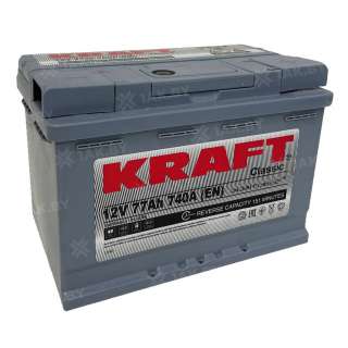 Аккумулятор KRAFT (77 Ah) 740 A, 12 V Обратная, R+ S L3 075 10B13 Аккумулятор KRAFT (77 Ah) 740 A, 12 V Обратная, R+ S L3 075 10B13