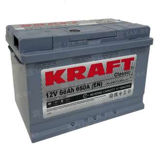 Аккумулятор KRAFT (66 Ah) 660 A, 12 V Обратная, R+ S L3 066 10B13 0