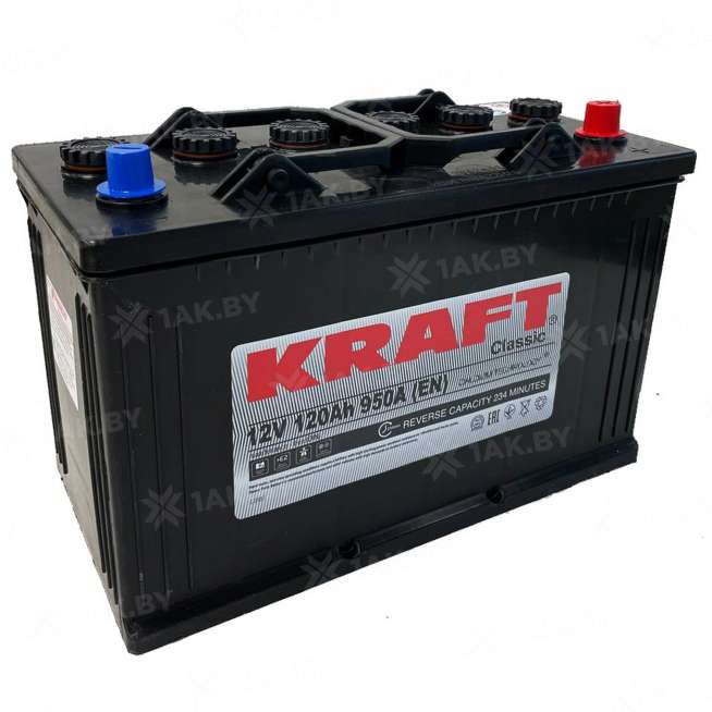 Аккумулятор KRAFT (120 Ah) 950 A, 12 V Обратная, R+ D2 D2 110 10B01 0