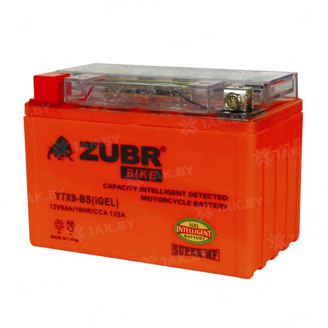 Аккумулятор для мотоцикла ZUBR (9 Ah) 135 A, 12 V Прямая, L+ YTX9-BS YTX9-BS (iGEL)ZUBR 2