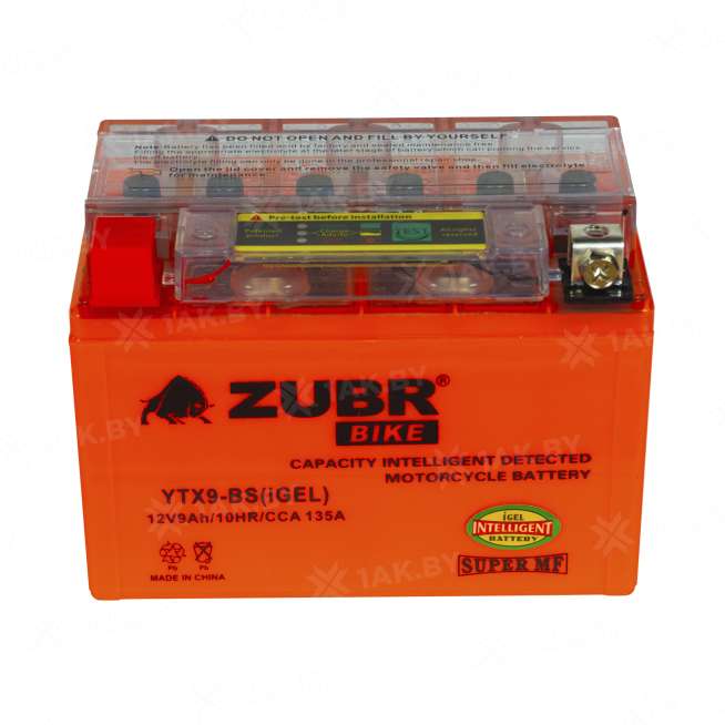 Аккумулятор для мотоцикла ZUBR (9 Ah) 135 A, 12 V Прямая, L+ YTX9-BS YTX9-BS (iGEL)ZUBR 3