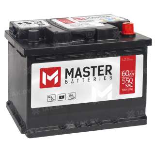 Аккумулятор MASTER BATTERIES (60 Ah) 500 A, 12 V Обратная, R+ L2 Аккумулятор MASTER BATTERIES (60 Ah) 500 A, 12 V Обратная, R+ L2