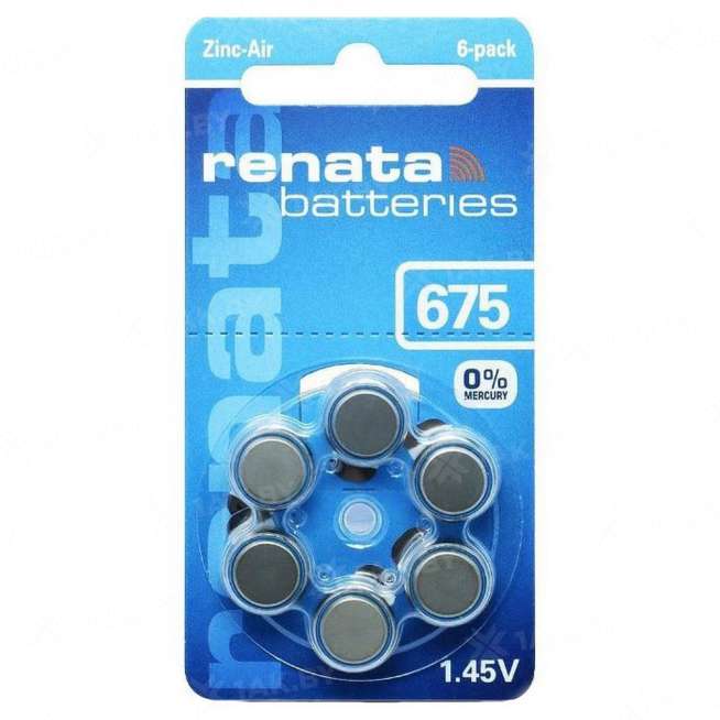 Элемент питания RENATA Zinc-Air 675 (0% Hg) 6BL (1 шт.) 0