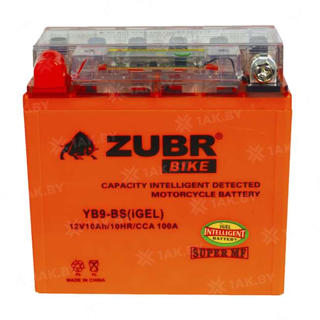 Аккумулятор для мотоцикла ZUBR (10 Ah) 100 A, 12 V Прямая, L+ YB9-BS YB9-BS (iGEL)ZUBR 3
