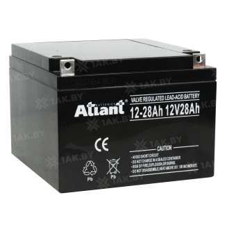 Аккумулятор ATLANT для ИБП, детского электромобиля, эхолота (28 Ah,12 V) AGM 166x175x125 7.9 кг 2