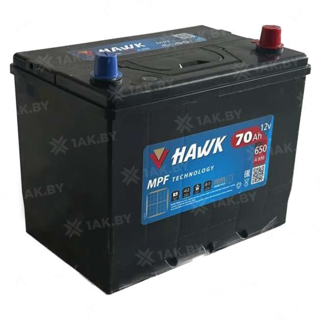 Аккумулятор HAWK (70 Ah) 650 A, 12 V Обратная, R+ HSMF-75D26L 0