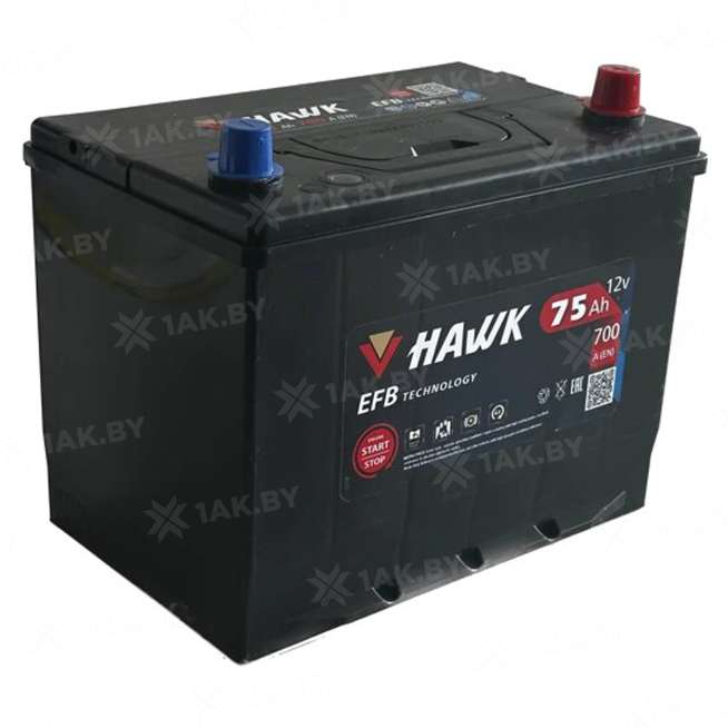 Аккумулятор HAWK (75 Ah) 700 A, 12 V Обратная, R+ HSMF-80D26L 0
