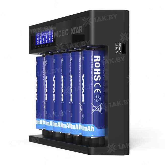 Зарядное устройство XTAR MC6C для аккумуляторных элементов с USB, Type-C, DC кабелем 1