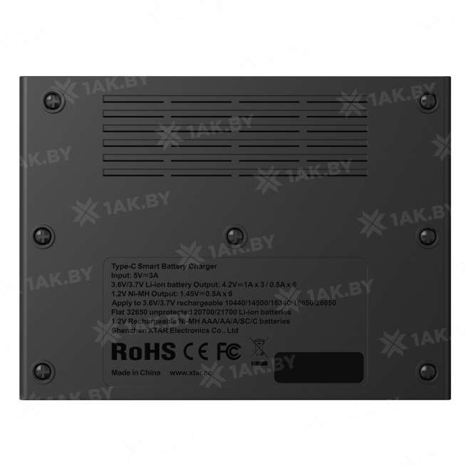 Зарядное устройство XTAR MC6C для аккумуляторных элементов с USB, Type-C, DC кабелем 4