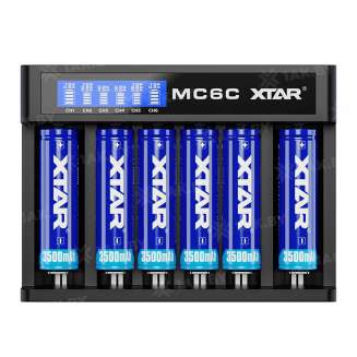Зарядное устройство XTAR MC6C для аккумуляторных элементов с USB, Type-C, DC кабелем 8