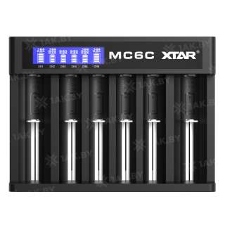 Зарядное устройство XTAR MC6C для аккумуляторных элементов с USB, Type-C, DC кабелем