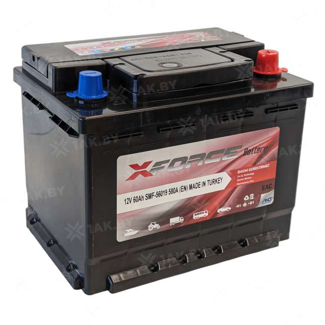 Аккумулятор XFORCE (60 Ah) 580 А, 12 V Обратная, R+ SMF-56019 0