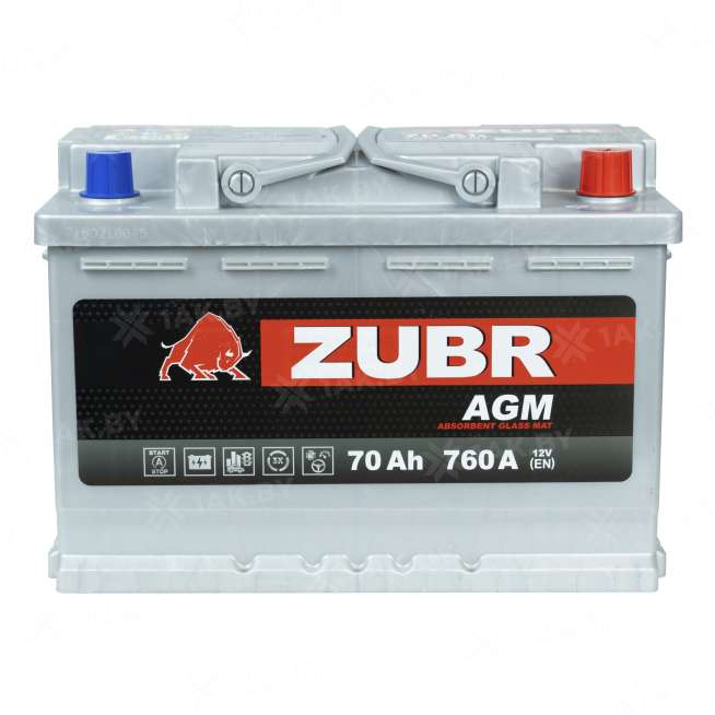 Аккумулятор ZUBR AGM (70 Ah) 760 A, 12 V Обратная, R+ L3 AGM.L3.70.076.A 1