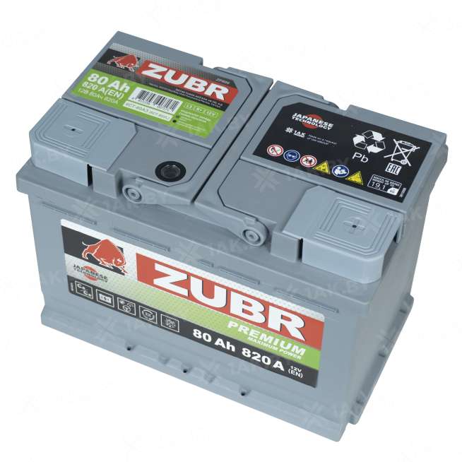 Аккумулятор ZUBR (80 Ah) 820 A, 12 V Обратная, R+ L3 1014100 1