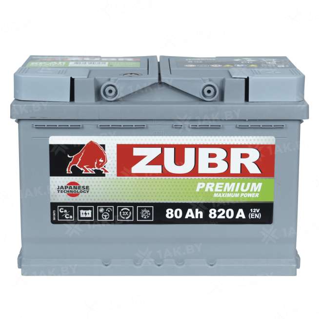 Аккумулятор ZUBR (80 Ah) 820 A, 12 V Обратная, R+ L3 1014100 2