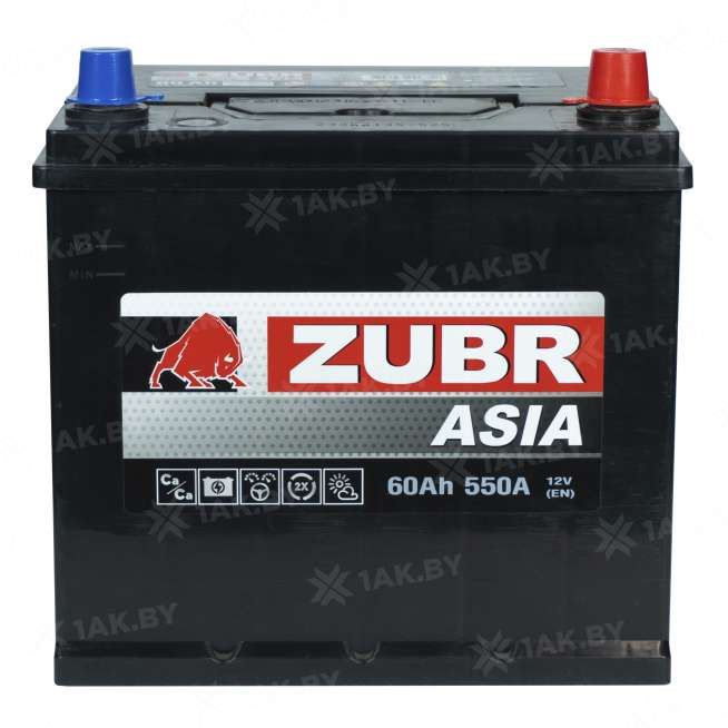Аккумулятор ZUBR Asia (60 Ah) 550 A, 12 V Обратная, R+ D23 0