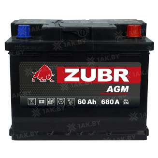 Аккумулятор ZUBR AGM (60 Ah) 680 A, 12 V Обратная, R+ L2 AGM.L2.60.068.A 1