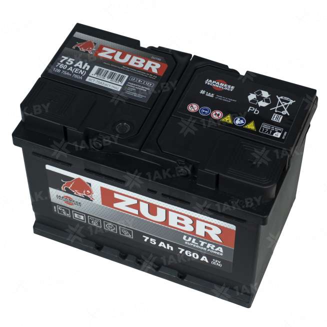Аккумулятор Zubr Ultra 75 Ah, 760 A, 12 V, Обратная полярность, L3 1