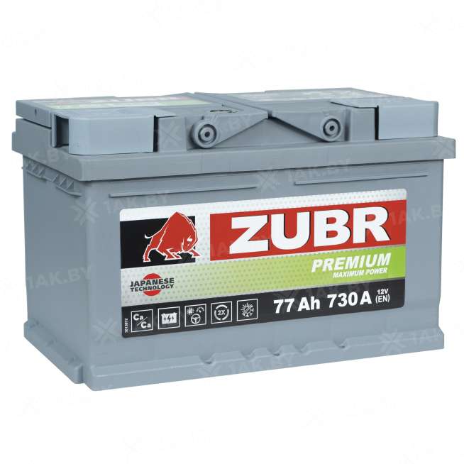 Аккумулятор ZUBR (77 Ah) 730 A, 12 V Обратная, R+ LB3 1014099 1