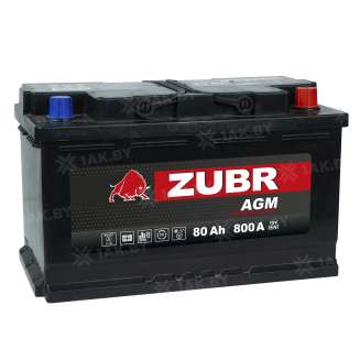 Аккумулятор ZUBR AGM (80 Ah) 800 A, 12 V Обратная, R+ L4 AGM.L4.80.080.A 1