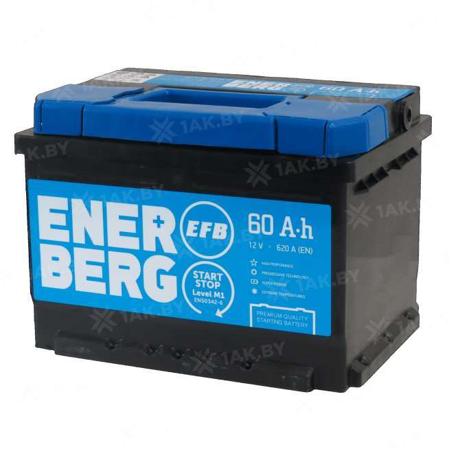 Аккумулятор ENERBERG (60 Ah) 620 A, 12 V Обратная, R+ En60r EFB низк. 0