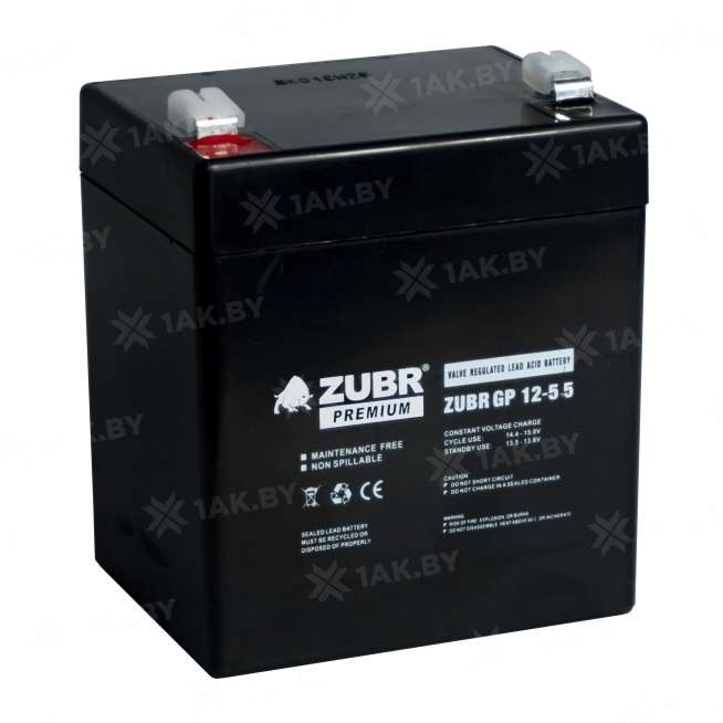 Аккумулятор ZUBR для ИБП, детского электромобиля, эхолота (5.5 Ah,12 V) AGM 90х70х101/107 1.75 кг 4