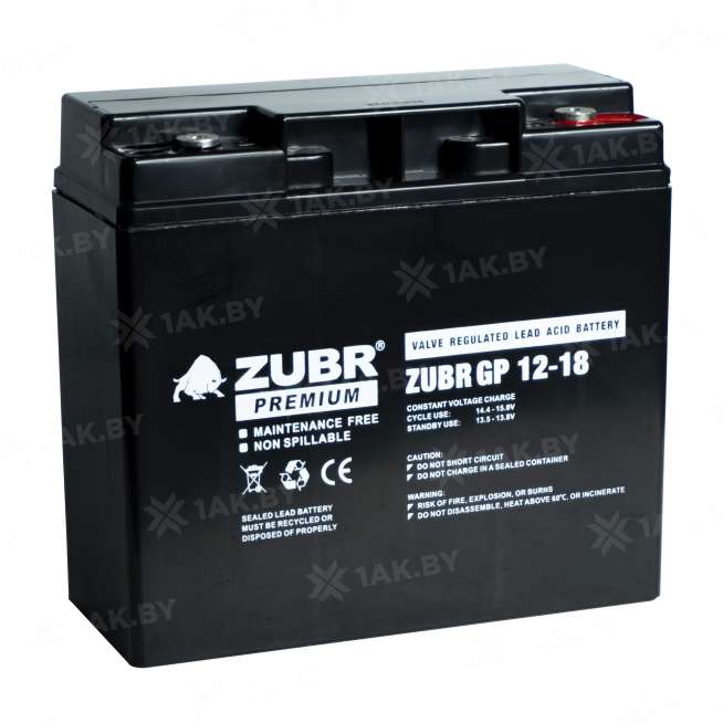 Аккумулятор ZUBR для ИБП, детского электромобиля, эхолота (18 Ah,12 V) AGM 181x77x167 5.5 кг 4