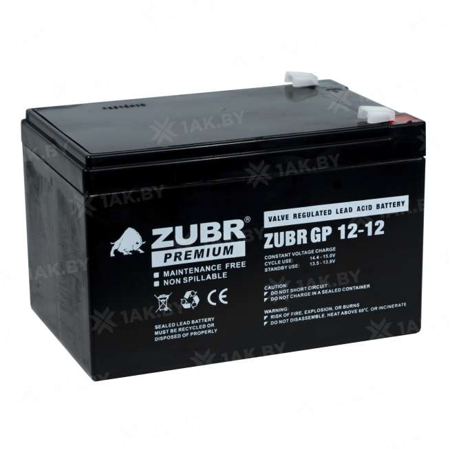 Аккумулятор ZUBR для ИБП, детского электромобиля, эхолота (12 Ah,12 V) AGM 151х98х100 3.6 кг 4