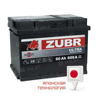 Аккумулятор ZUBR (60 Ah) 600 A, 12 V Обратная, R+ L2 1014104