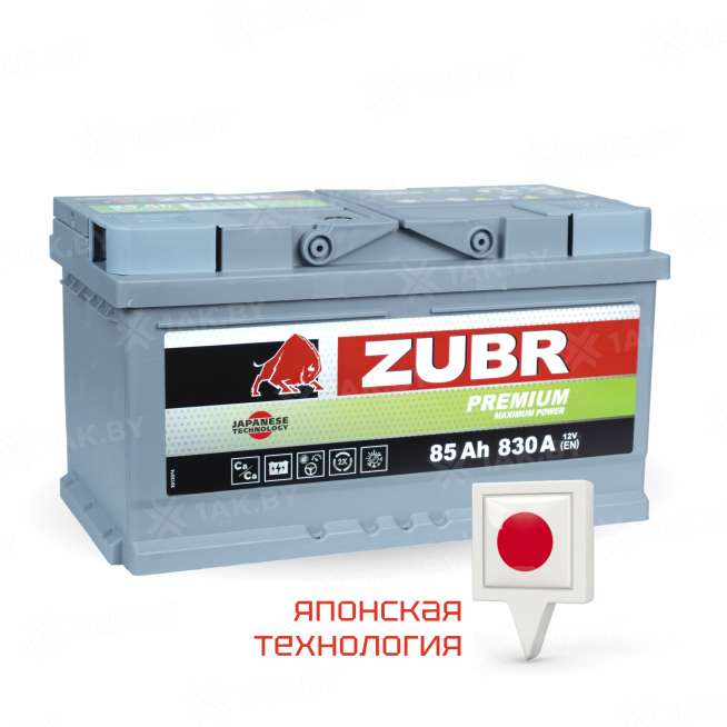 Аккумулятор ZUBR (85 Ah) 830 A, 12 V Обратная, R+ LB4 1014101 2