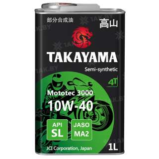 Масло моторное TAKAYAMA Mototec 3000 4T SAE 10W-40 API SL JASO MA-2 (Ж.Б), 1 л., Россия Масло моторное TAKAYAMA Mototec 3000 4T SAE 10W-40 API SL JASO MA-2 (Ж.Б), 1 л., Россия