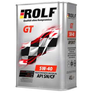 Масло моторное синтетическое ROLF GT SAE 5W-40 API SN/CF, 4л., Россия Масло моторное синтетическое ROLF GT SAE 5W-40 API SN/CF, 4л., Россия