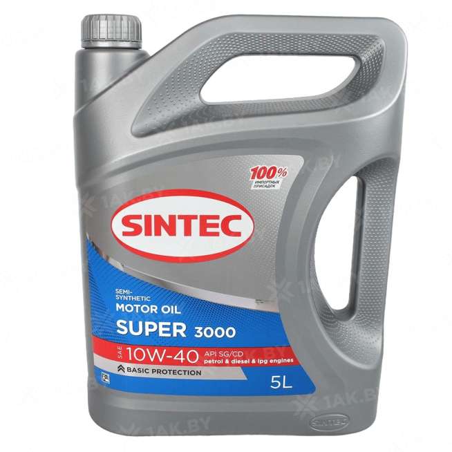 Масло моторное полусинтетическое SINTEC Super 3000 SAE 10W-40 API SG/CD, 5л., Россия 0
