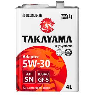 Масло моторное синтетическое TAKAYAMA ADAPTEC SAE 5W-30 ILSAC GF-5, API SN, 4 л., Россия Масло моторное синтетическое TAKAYAMA ADAPTEC SAE 5W-30 ILSAC GF-5, API SN, 4 л., Россия