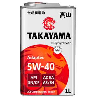 Масло моторное синтетическое TAKAYAMA ADAPTEC SAE 5W-40 ACEA A3/B4, API SN/CF, 1л., Россия Масло моторное синтетическое TAKAYAMA ADAPTEC SAE 5W-40 ACEA A3/B4, API SN/CF, 1л., Россия