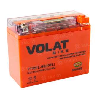 Аккумулятор для мотоцикла VOLAT (21 Ah) 250 A, 12 V Обратная, R+ YTX21L-BS YTX21L-BS(iGEL)Volat 1