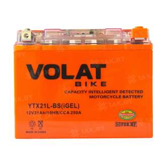 Аккумулятор для мотоцикла VOLAT (21 Ah) 250 A, 12 V Обратная, R+ YTX21L-BS YTX21L-BS(iGEL)Volat 3