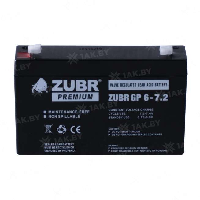 Аккумулятор ZUBR для ИБП, детского электромобиля, эхолота (7.2 Ah,6 V) AGM 151x34x94/100 1.15 кг 5